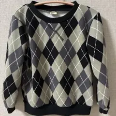 ダイヤモンド柄トレーナー グレー ブラック