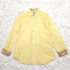 ensuite リネン混シャツ 花柄袖 イエロー M 春夏 薄手のサムネイル