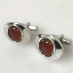 ★カフスボタン　オーバル型　カーネリアン　天然石