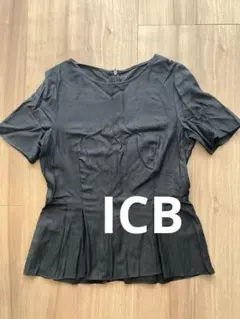ICB ブラック黒ペプラムブラウスのサムネイル