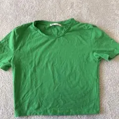 ZARAグリーン クロップドTシャツ 半袖
