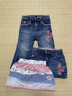 パンツ、スカート計3枚　女の子90 80 baby gap デニム