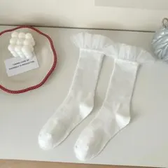 ソックス ハイソックス キッズ ホワイト 靴下 女の子 フォーマル フリル　卒園