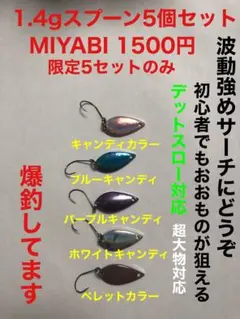 管釣り爆釣スプーン1.4g5個セット限定10セットMIYABI初心者でも釣れる