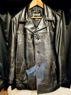 Schott N.Y.C. レザーカーコート ブラック Sサイズ