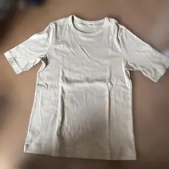 未使用タグなし☆ユニクロ　ソフトリブクルーネックT 半袖　L ベージュ