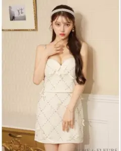 アイボリー ビジュー装飾 XSサイズ ドレス