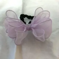 薄紫 シフォン リボン ヘアゴム 入学式 卒業式