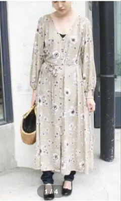 SLOBE LENA 花柄七分袖ワンピース