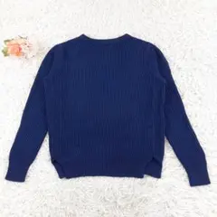 美品◎ドゥロワー リブセーター ネイビー 紺 リネン カシミア紺