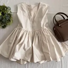 coca　M ノースリーブボリュームチュニック　Vネックギャザーベスト