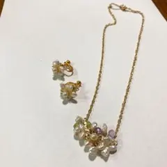 花 フラワー ネックレス イヤリング 2点セット