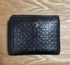 COACH シグネチャー レザー ブラック レディース　メンズ　二つ折り財布