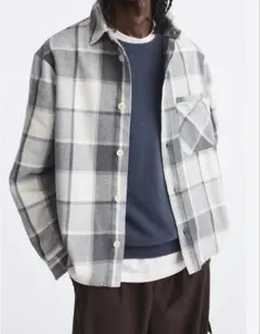 新品 ザラ ネルシャツ ジャケット やや厚手 メンズ オーバーサイズ チェック