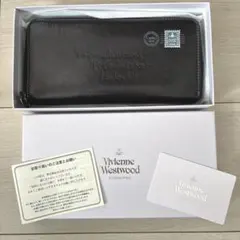 （箱付き）ヴィヴィアンウエストウッド 長財布 エンベロープ 切手 ブラック