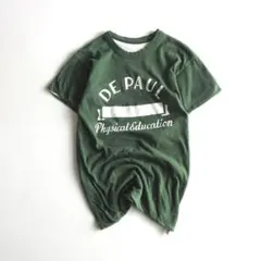70s Champion DE PAUL ダブルフェイス Tシャツ XS 緑 白のサムネイル