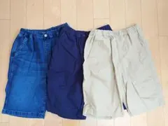 ユニクロ KIDS 160 ハーフパンツ3点セット（デニム・ネイビー・ベージュ）