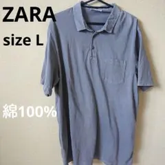 zara ザラ ペール グレー ポロシャツ 半袖 L メンズ 綿 ユニクロのサムネイル