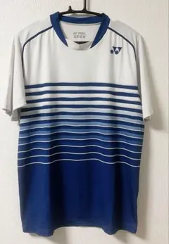 YONEX バドミントンウェア 白青 ストライプ JP M