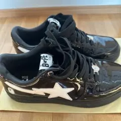 BAPE STA エナメル スニーカー ブラック ホワイトのサムネイル