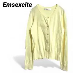 【エムズエキサイト】Emsexcite 長袖ニットカーディガン 薄手M イエロー