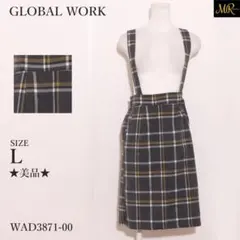 グローバルワーク　スカート　ジャンパースカート　膝丈　チェック柄　ポケット付きのサムネイル