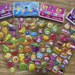 可愛いフルーツ・スイーツぷっくり立体シール4パック
