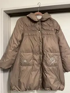 ポンポネット　140 リバーシブルダウンコート ベージュ・ピンク