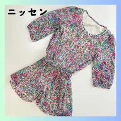 美品　ニッセン　ワンピース　ショートパンツ　セットアップ　花柄　Sサイズのサムネイル
