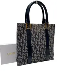 ディオール トロッター キャンバス × レザー ハンド バッグ トート ネイビー