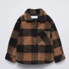 ZARA チェック柄 ボアジャケット 110cmのサムネイル