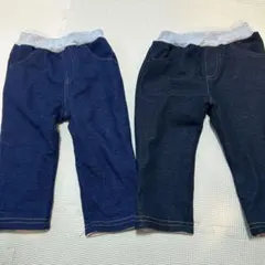 ボトムス 80cm ネイビー2色セット
