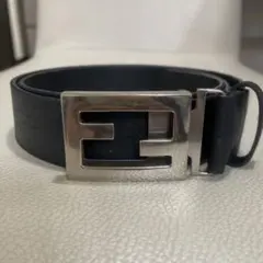 FENDI ズッカ柄バックル レザーベルト ブラック