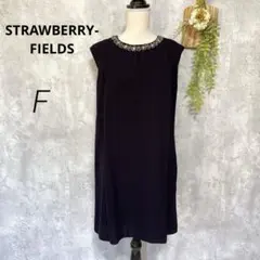パーティードレス ノースリーブ ビジュー【ストロベリーフィールズ】ネイビー F