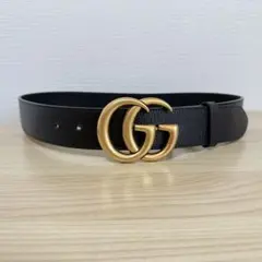 Gucci 黒 レザー ベルト ダブルGロゴ75・30 - メルカリ