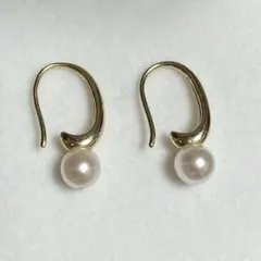 【無調色】あこや真珠 k14gf フックピアス