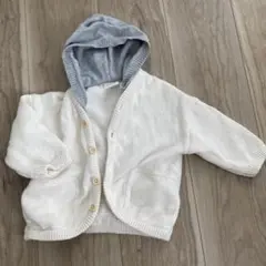 ZARA フード付きカーディガン 6-9ヶ月 ホワイト/グレー