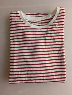 UNIQLO ソフトコットンボーダーラウンドヘムT（長袖）レッド　赤　ボーダー