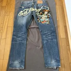 Ed Hardy❤32インチ エドハーディー 濃紺デニムジーンズ タトゥー刺繍