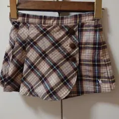 ミキハウス サイズ110 女の子 ミニスカート風キュロットパンツ 茶系チェック