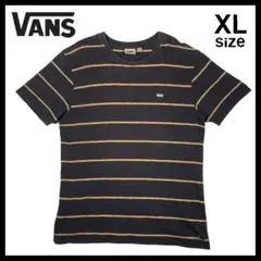 バンズ Vans ボーダー柄 Tシャツ 刺繍ロゴ 古着 XL チャコールグレーのサムネイル