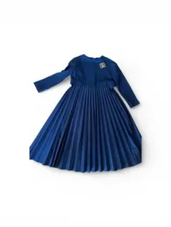 SALE 濃紺 長袖 プリーツワンピース