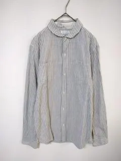 アーバンリサーチ　長袖シャツ　メンズM　ストライプ柄　グレー色系　綿　麻