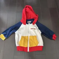 【美品】miki house マルチカラーバックロゴパーカー 80サイズ