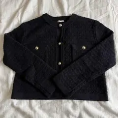 GU ツイーディーニットカーディガン　S ネイビー