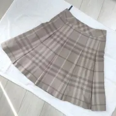 【美品】バーバリー ロンドン 38 プリーツ スカート ノバチェック ベージュ