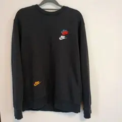 NIKE ナイキ ランダム 刺繍ロゴ スウェット ブラック スウォッシュ L