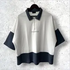ルーシー ハーフジップT ビッグシルエット 配色 半袖 M 韓国ファッションのサムネイル