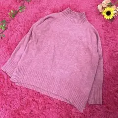 美品♡GU ジーユー　パフィータッチハイネックチュニック　ニット　M　ピンク