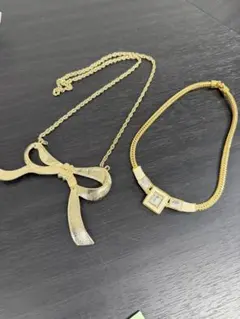 ★Monet含むレトロ品2点セット★ヴィンテージ ゴールド ネックレス
